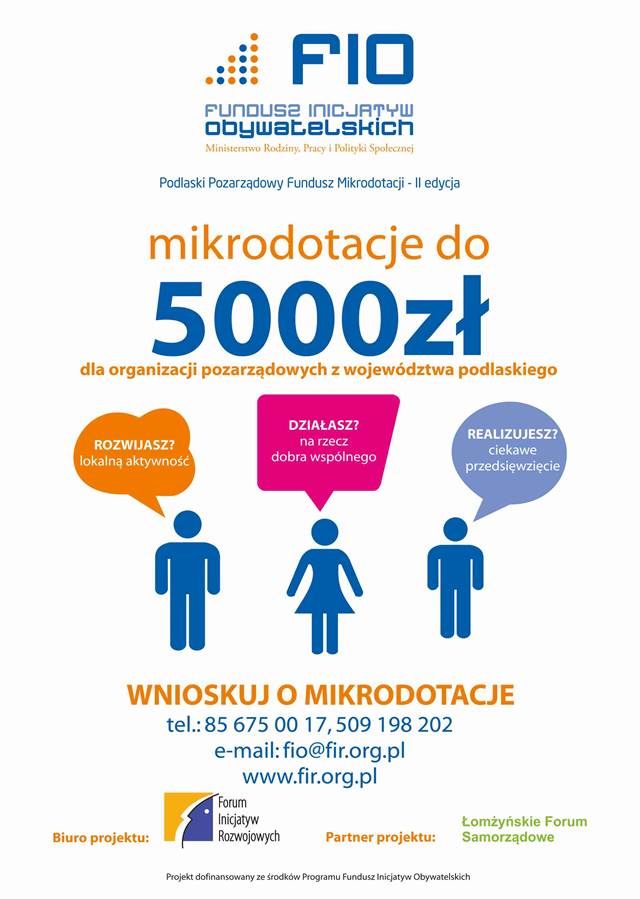 Konkurs na mikrodotacje dla młodych organizacji pozarządowych z województwa podlaskiego